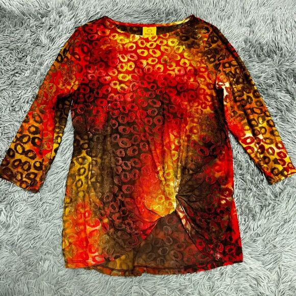 Ruby Rd Quarter Sleeve Twist Bottom Shirt Size Medium - Picture 1 of 8